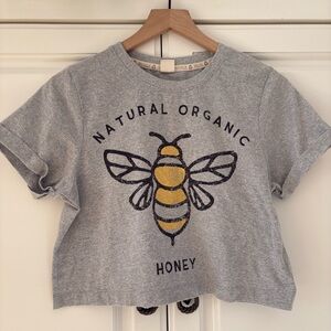 Recycled Threads Small Gray Natural Organic Honey Bee Graphic Tee